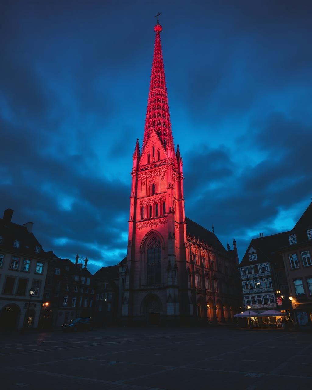 Das Straßburger Münster zur blauen Stunde, Etappe der selbstgeführten VéloRouge-Radroute.